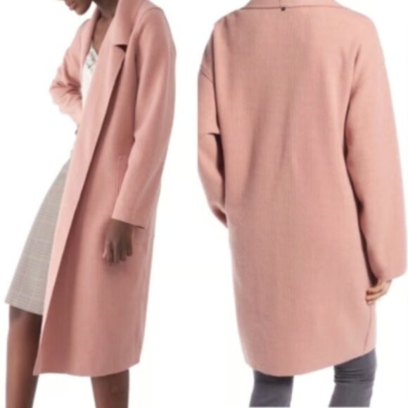 Sosken Ribbed Brush Knit Duster Coat Muave Dusty Pink Size M - Picture 1 of 8